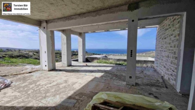 Kalamaki Kreta, Kalamaki ebenerdige Villa im Rohbau mit Panorama-Meerblick Haus kaufen